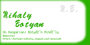 mihaly botyan business card